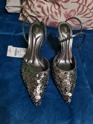 Sandalias Zara Talla 38 Plata