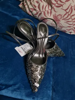 Sandalias Zara Talla 38 Plata