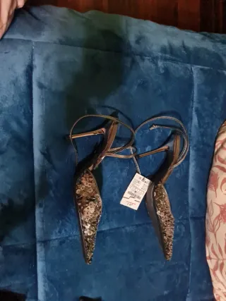 Sandalias Zara Talla 38 Plata