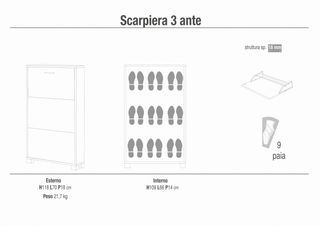 Scarpiera Salvaspazio 3 Ante 118 cm Bianco Casa