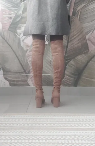 Botas mosqueteras beige tacón