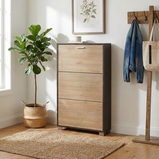 Scarpiera Salvaspazio 3 Ante 118 cm Marrone Nero