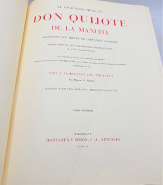 Libro Don Quijote de la Mancha 1930. Canto de Oro