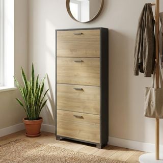 Scarpiera Salvaspazio 4 Ante 154 cm Finitura Scura