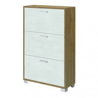 Scarpiera 3 Ante Salvaspazio 118 cm Noce Bianco