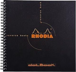 Clairefontaine ES Rhodia Reverse Book Libreta de anillas, a cuadros, 21 x 21 cm, 80 hojas, color Negro 210 x 210 mm