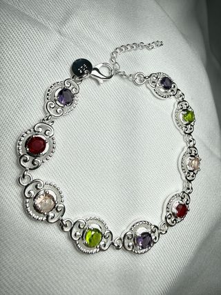 Pulsera Plata con Piedras Multicolor