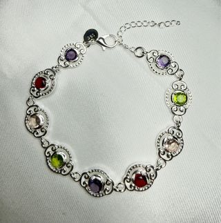 Pulsera Plata con Piedras Multicolor