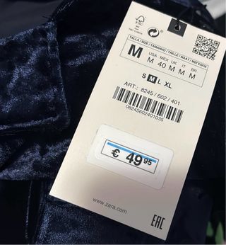 Camisa terciopelo azul Zara
