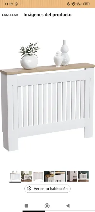 Mueble cubre radiador blanco y madera
