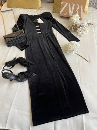 Vestido Negro Zara Largo