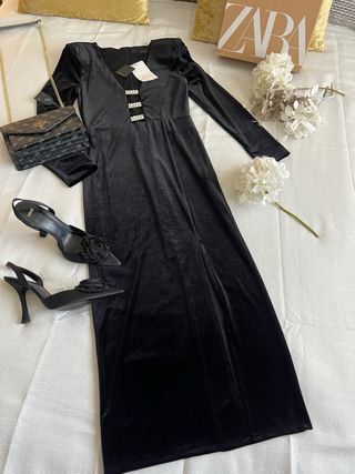 Vestido Negro Zara Largo