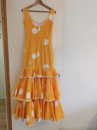Vestido Flamenca Gitana Lunares Naranja