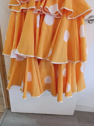 Vestido Flamenca Gitana Lunares Naranja