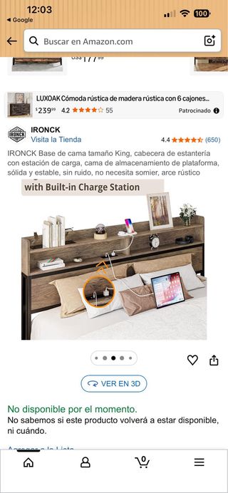 Base Cama King IRONCK con Estantería