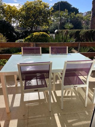 Mesa y 4 Sillas Aluminio Exterior