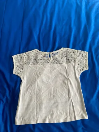 Maglietta bambina bianca con pizzo