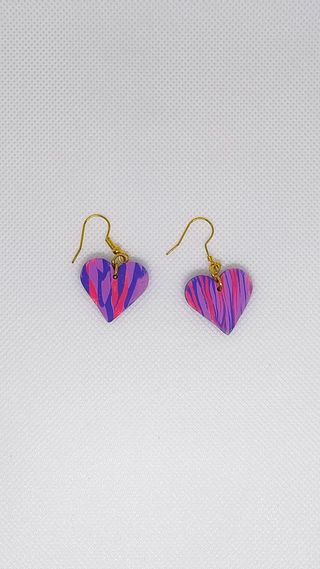 Pendientes Corazón Morado y Rosa