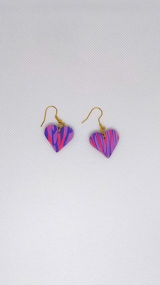 Pendientes Corazón Morado y Rosa