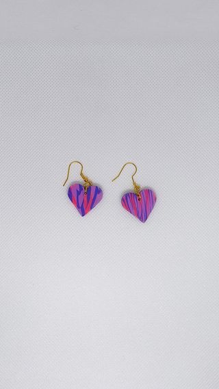 Pendientes Corazón Morado y Rosa