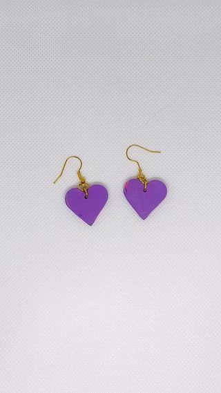 Pendientes Corazón Morado y Rosa