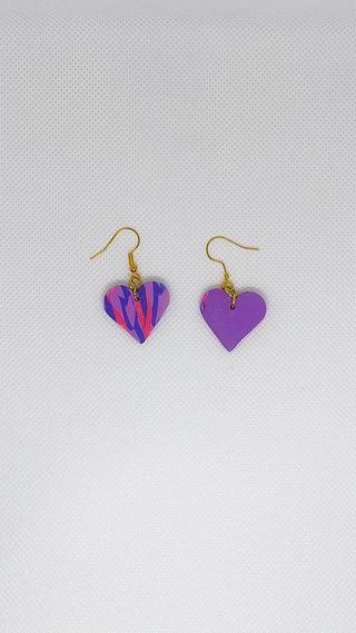 Pendientes Corazón Morado y Rosa