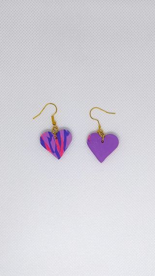 Pendientes Corazón Morado y Rosa