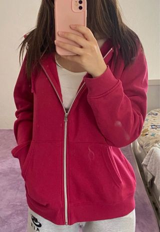 Felpa con cappuccio donna rosa. Prezzo trattabile