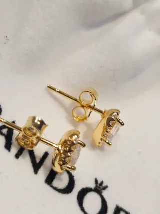 Pendientes Pandora Corazón Baño Oro 14k