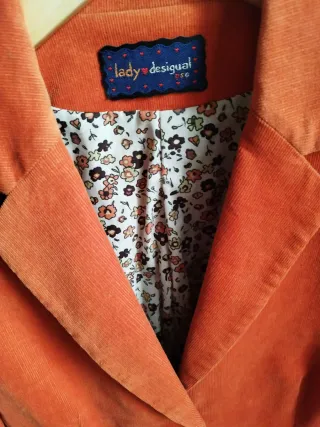 Chaqueta pana fina naranja Lady Desigual T/38