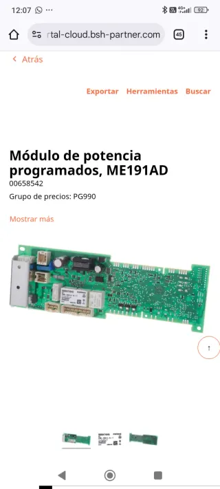 Módulo de mandos lavadora Bosch