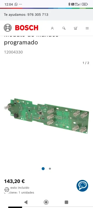 Módulo de mandos lavadora Bosch