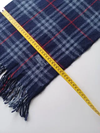 Bufanda Burberry Vintage Patrón Azul OldMoney Lana