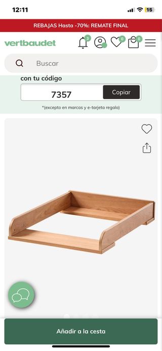 Cambiador de madera para bebé