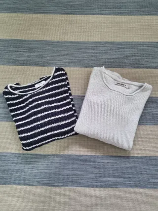 2 jerseys mujer rayas y liso.