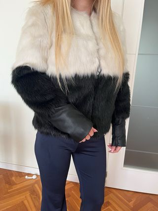 Guess Chaquetón Piel Sintética Blanco y Negro