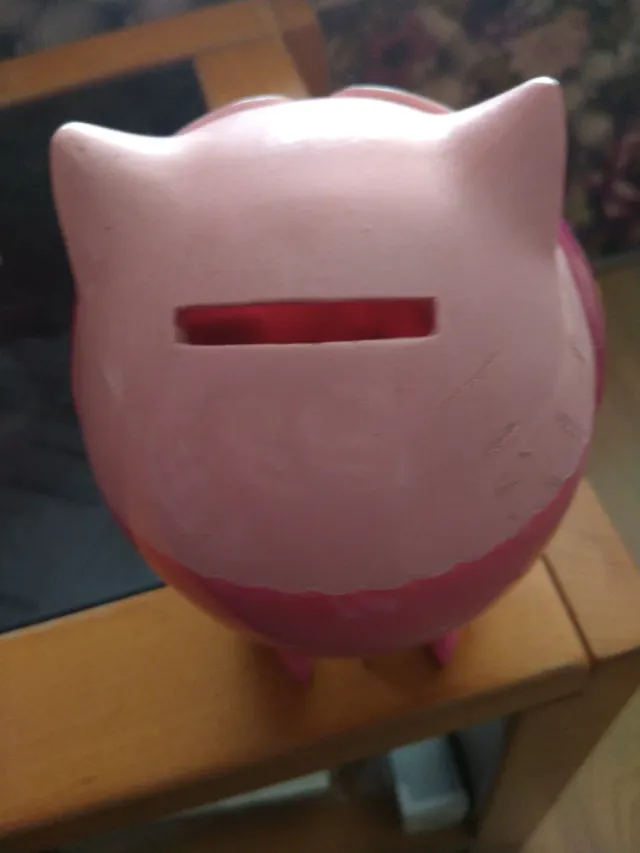 Hucha de cerámica rosa con diseño de búho