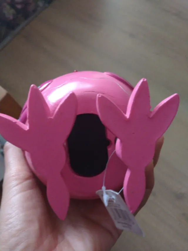 Hucha de cerámica rosa con diseño de búho