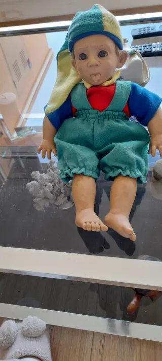 Muñeco duende bebé blando con pelo,comprado en1973