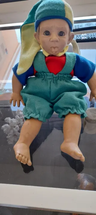 Muñeco duende bebé blando con pelo,comprado en1973