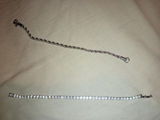 2 Pulseras: Diamantes y Plata Trenzada