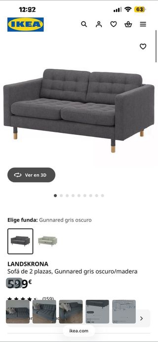 Sofá de 2 plazas gris oscuro