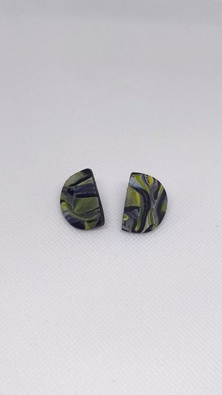 Pendientes Semicírculo negro, gris y amarillo