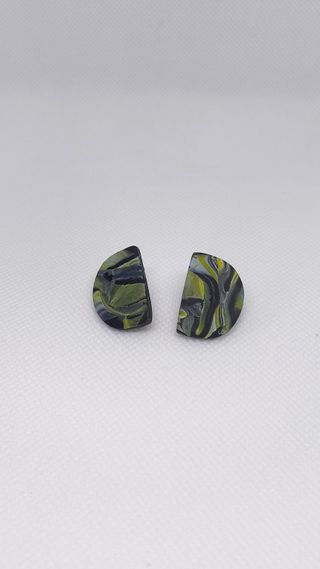 Pendientes Semicírculo negro, gris y amarillo
