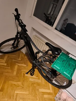 Bicicleta Eléctrica Gris con Cesta riverside E 500