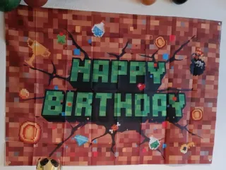 Pancarta Feliz Cumpleaños Minecraft