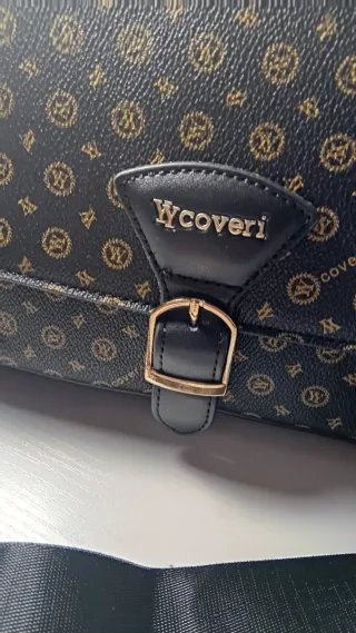 Borsa Coveri tracolla nero e oro monogram
