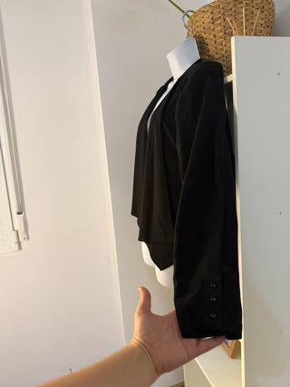 chaqueta - blazer vintage asimétrica negra L