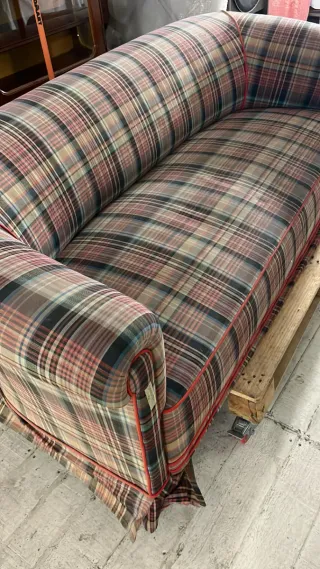 Sofá Chester de tela a cuadros 180x80x87cm