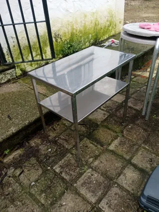 Mesa auxiliar acero inoxidable con estante